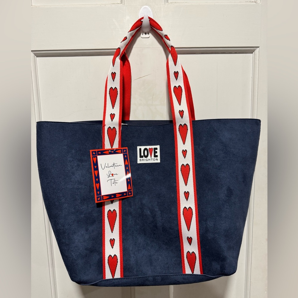 Brighton Navy and Red Heart Tote Bag